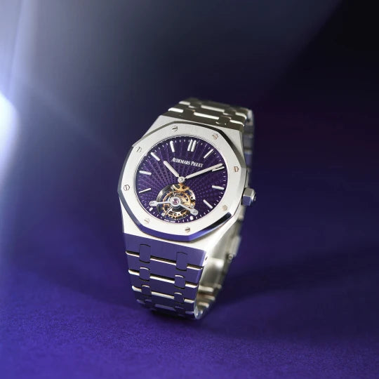 Relógio AP Royal Oak Tourbillon Extra-Thin Steel Purple Dial 41mm