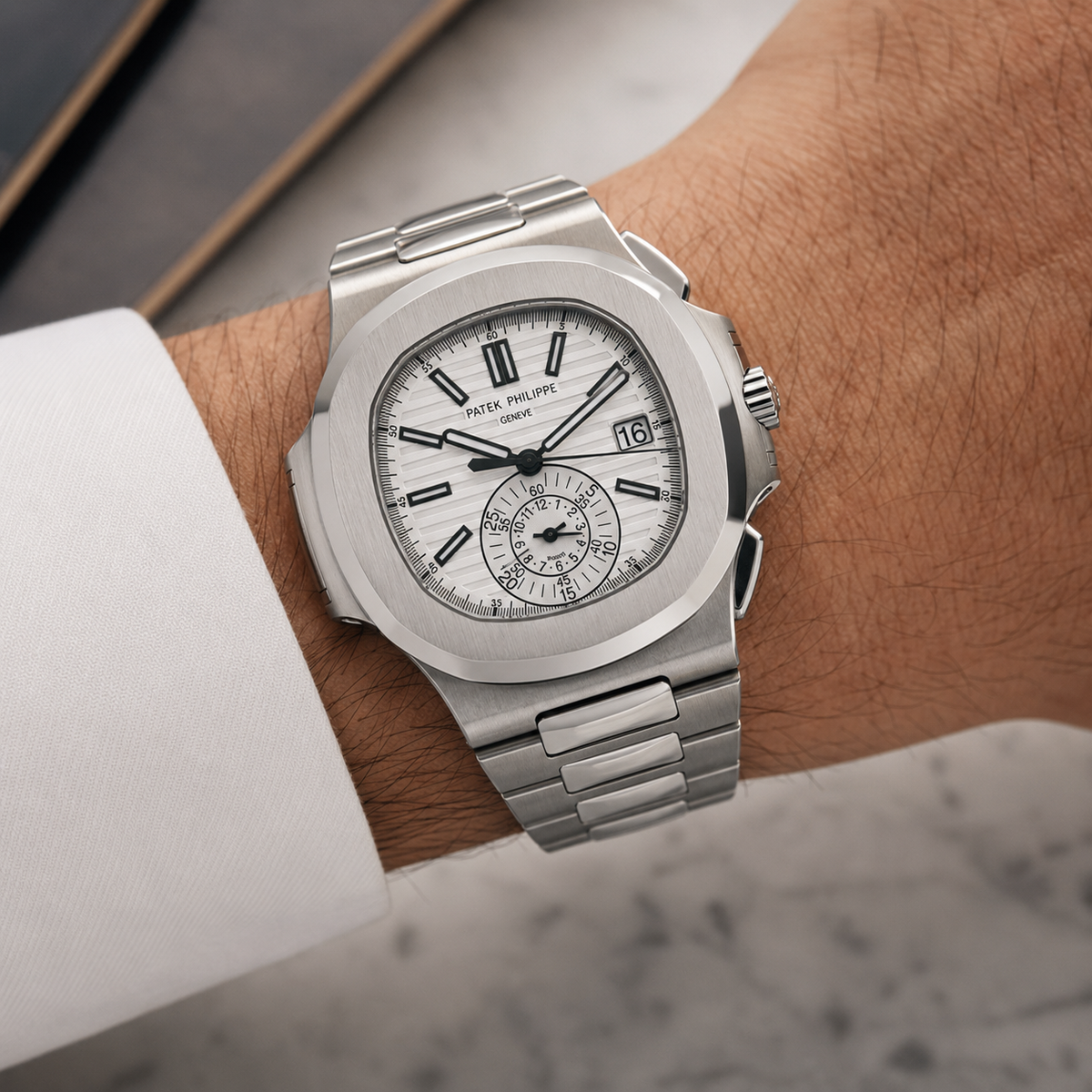 Relógio Nautilus Chronograph White Dial 40mm