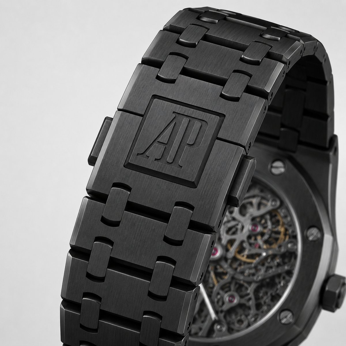 Relógio AP Royal Oak Preto Skeleton 43mm