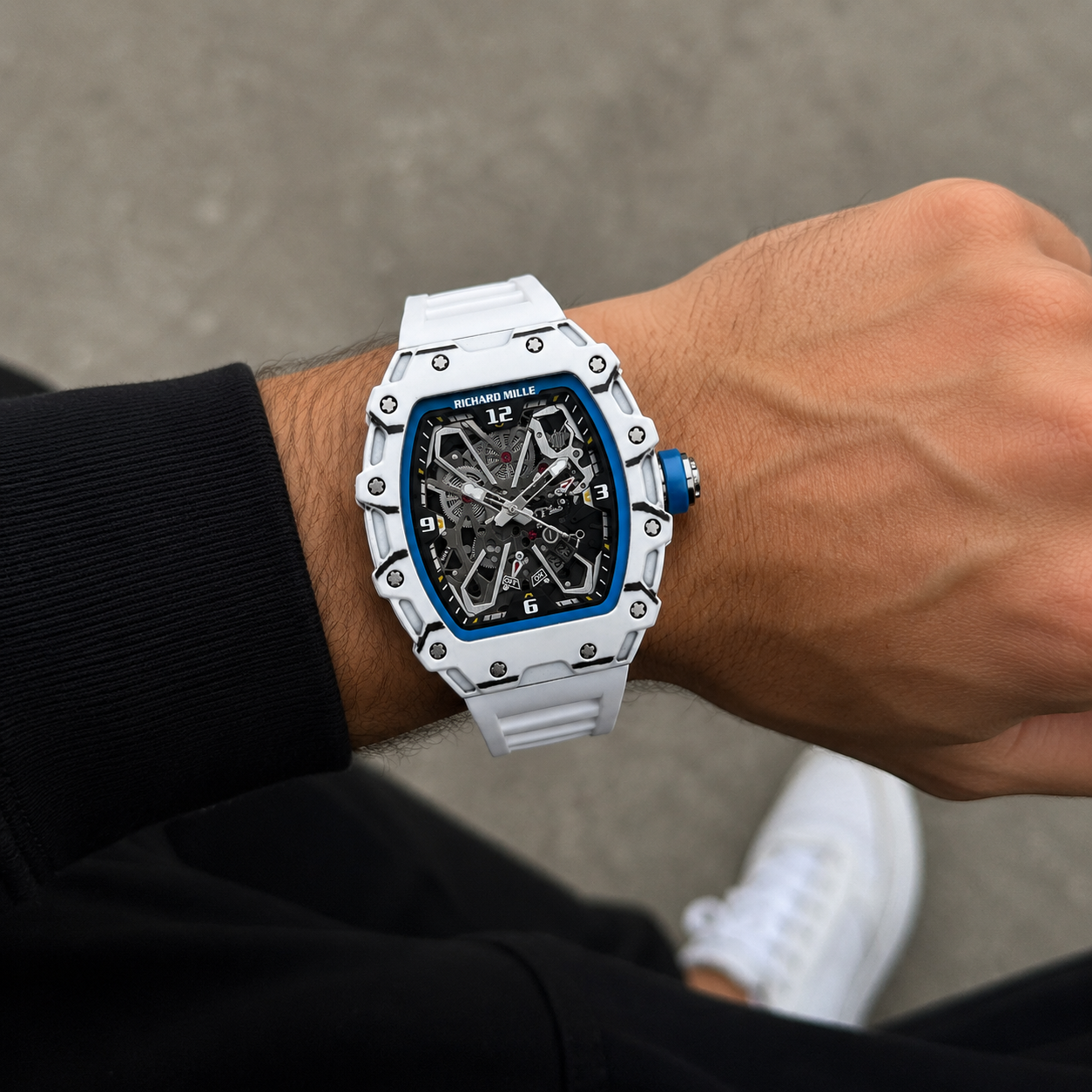 Relógio RM055 Carbon Fiber 42mm Branco