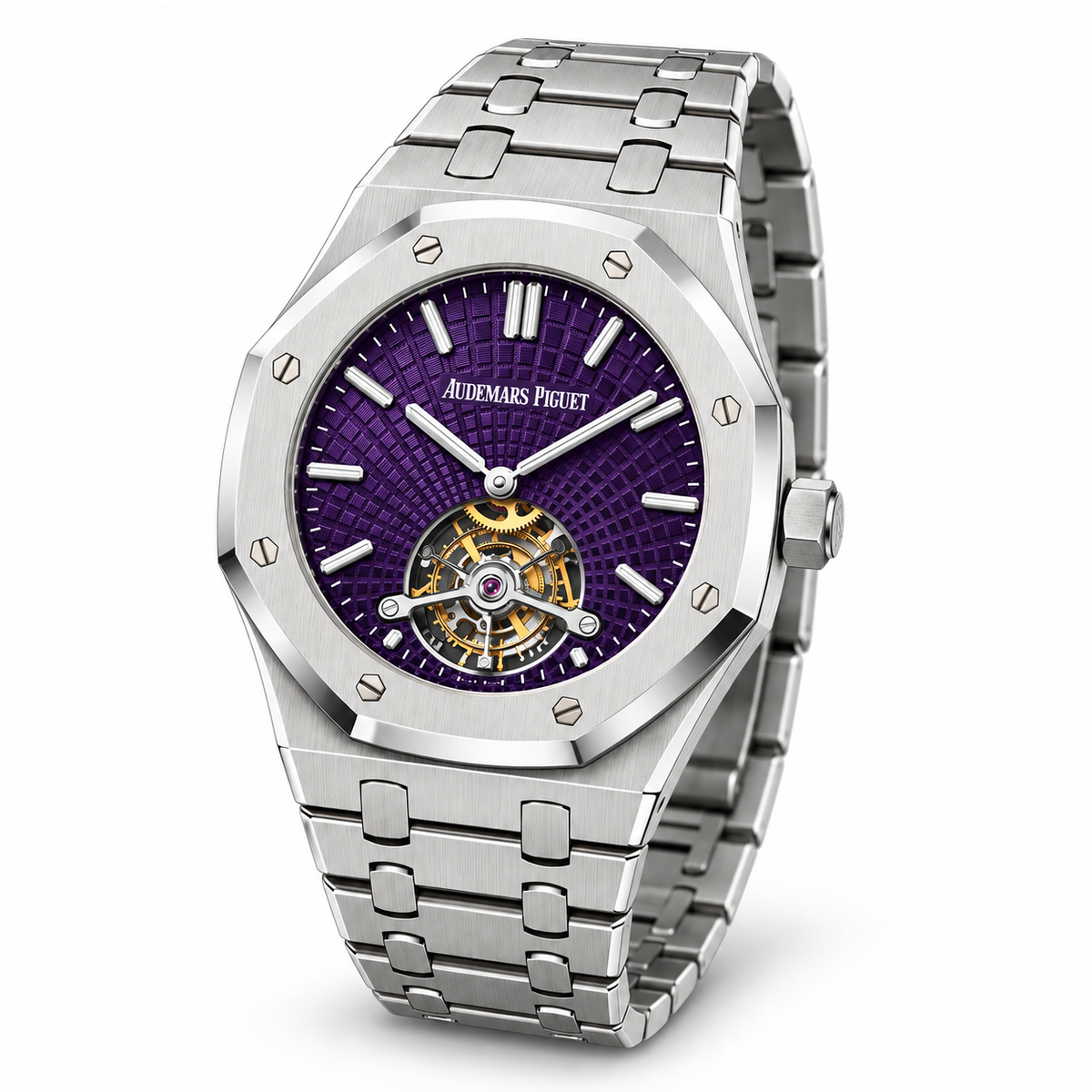 Relógio AP Royal Oak Tourbillon Extra-Thin Steel Purple Dial 41mm