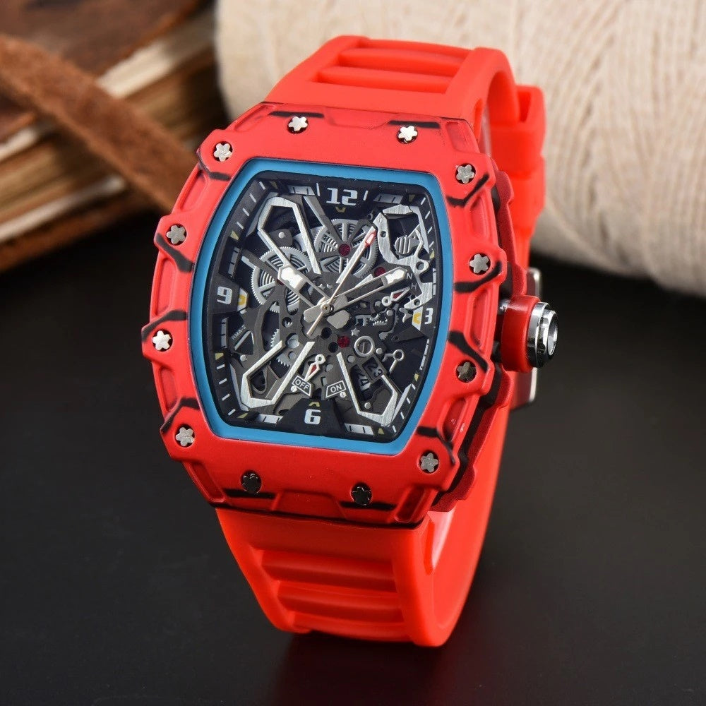 Relógio RM055 Carbon Fiber 42mm Vermelho