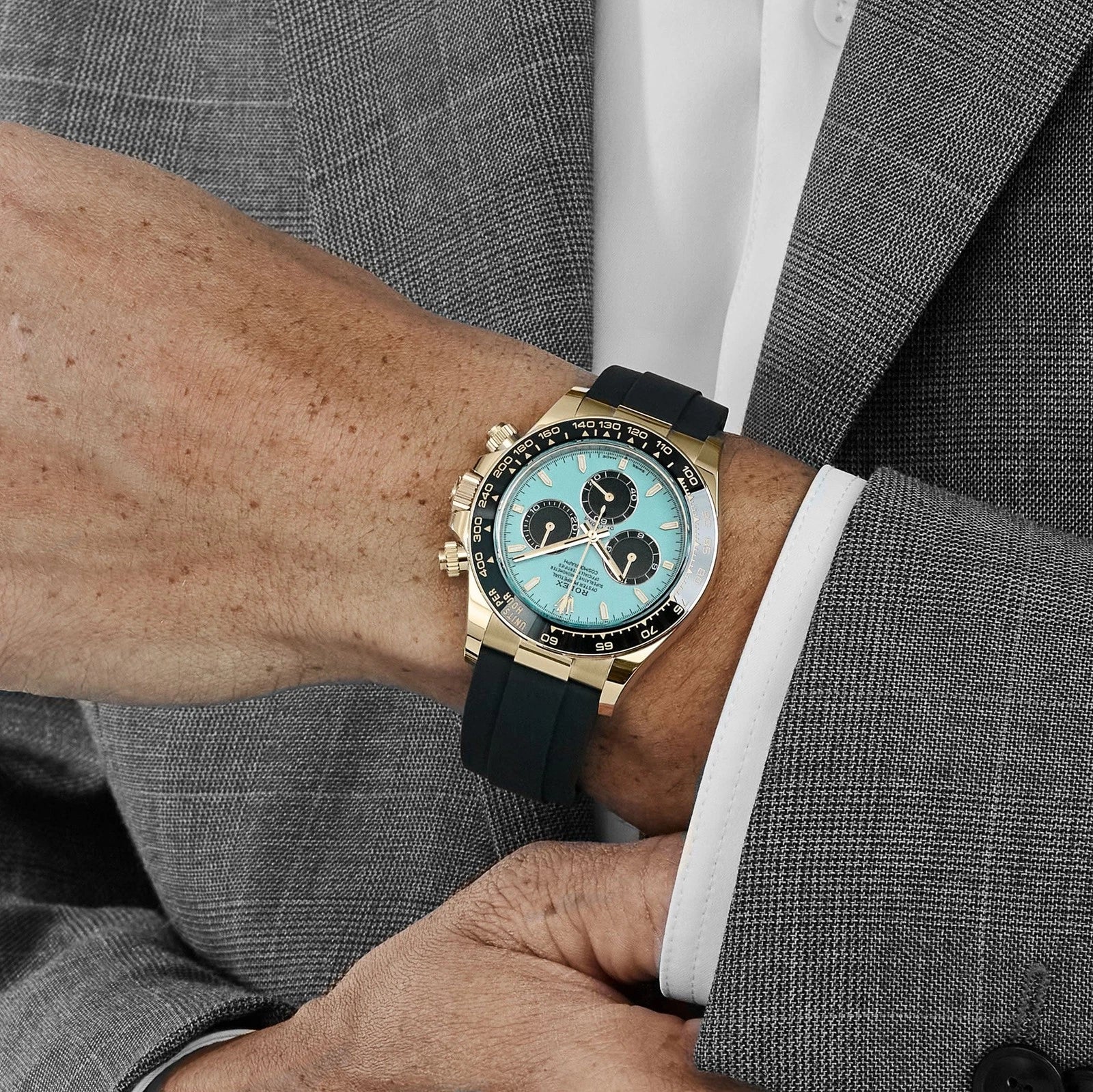 Relógio Daytona 40mm - Dourado com Mostrador Turquesa