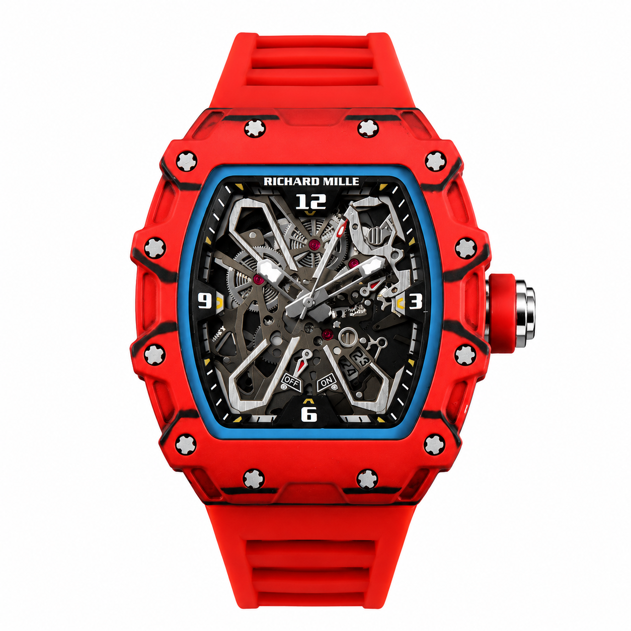 Relógio RM055 Carbon Fiber 42mm Vermelho