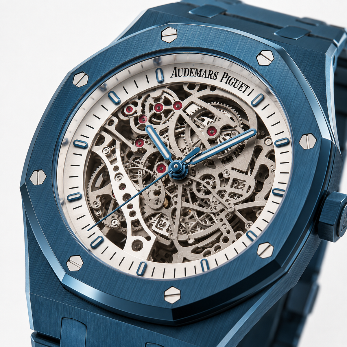 Relógio AP Royal Oak Azul Skeleton 43mm