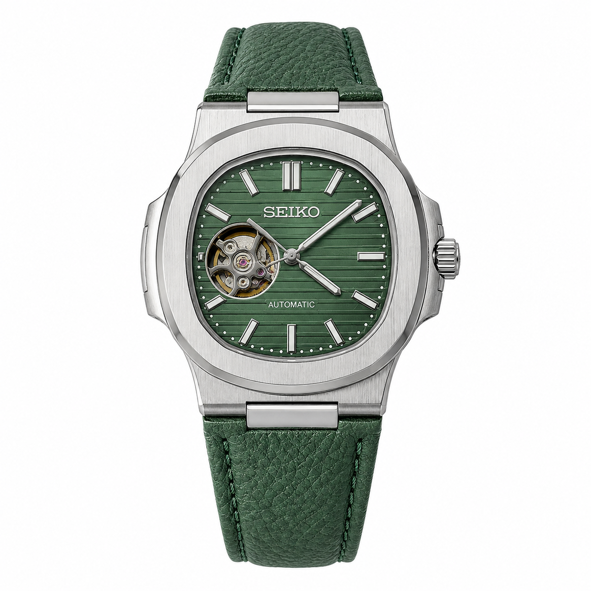 Relógio Nautilus SEIKO Open Heart 40mm Verde