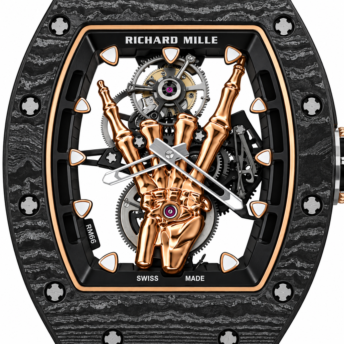 Relógio RM 66 Manual Winding Flying Tourbillon 43mm Super Clone - Acompanha Caixa